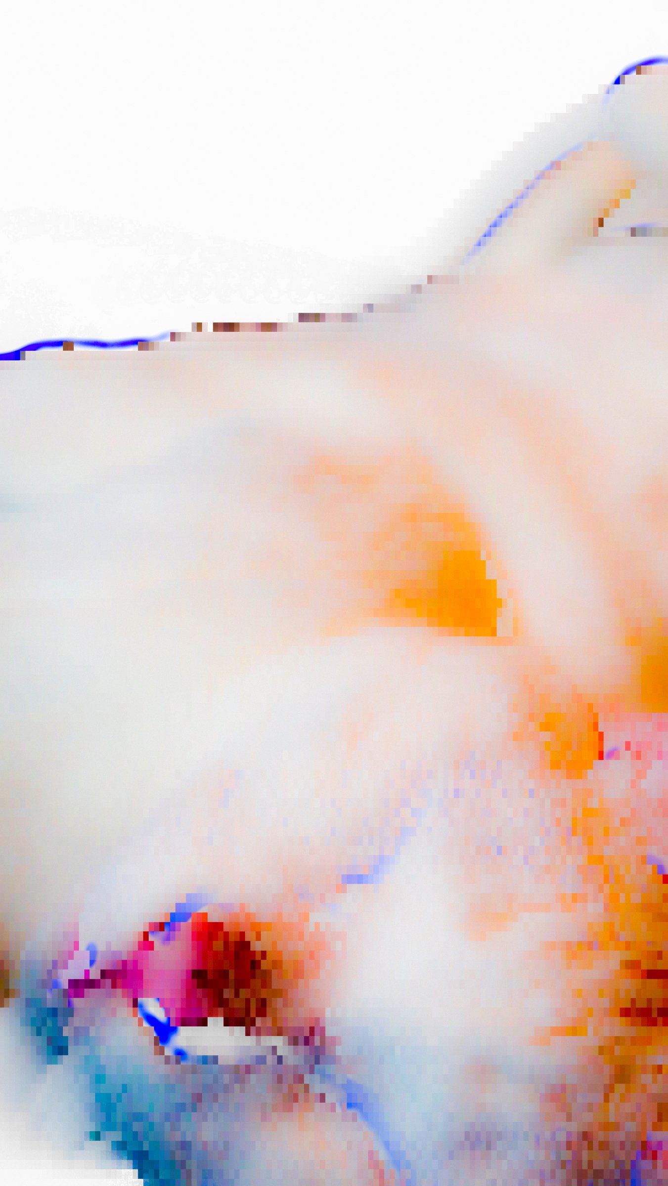 Abstract digital video art showing processed human figure with luminance segmentation and parallax effects